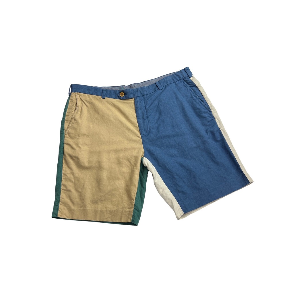 Brooks Brothers Irish Linen Shorts Mens 38 Multicolor Colorblock Fun Shorts A22